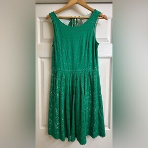 Anthropologie Postmark Eyelet Crotchet Lace Green Dress Size Medium